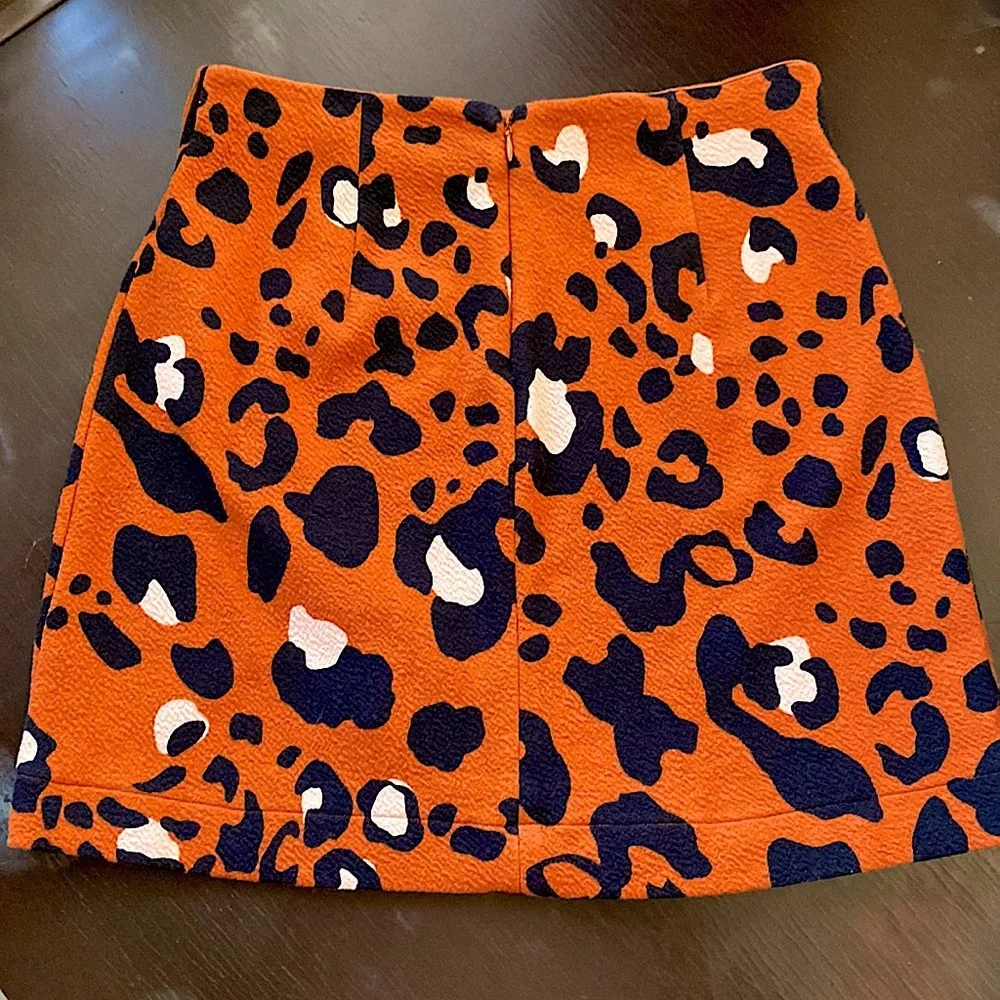 Anthropologie X Maeve Orange Leopard Mini Skirt, Size Extra Small - Picture 3 of 4